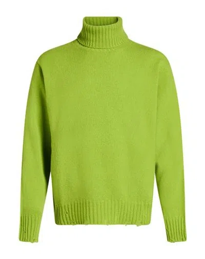 Amaranto Man Turtleneck Lime Green Size M Wool, Cashmere