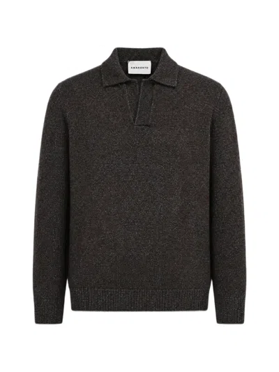 Amaranto Marl-knit Polo Sweater In Brown
