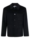 Amaranto Button-up Patch-pocket Jacket In Black