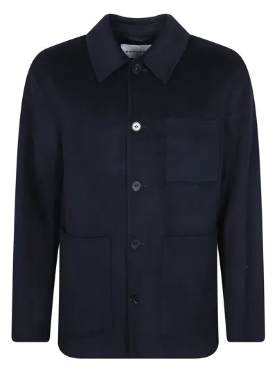 Amaranto Button-up Shirt Jacket In Blue