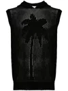 AMARANTO AMARANTO MESH DESIGN BLACK KNIT TOP
