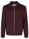 Amaranto Minimalist Black Bomber Jacket With Ribbed Details In Brown