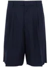 Amaranto Tailored Bermudas With Pleated Front In Blue
