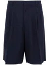 Amaranto Tailored Bermudas With Pleated Front In Blue