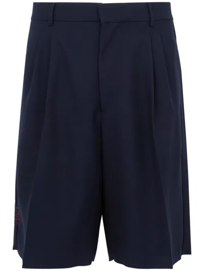 AMARANTO NAVY BLUE SOLID BERMUDA SHORTS