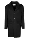Amaranto Oversized Black Coat With Wide Lapels And Double-breasted Front In Black