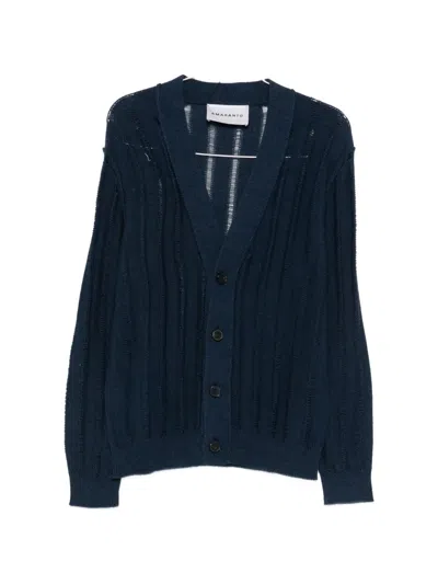 Amaranto Open-knit Ribbed Cardigan In Blue