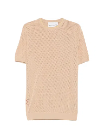 Amaranto Open-knit T-shirt In Brown
