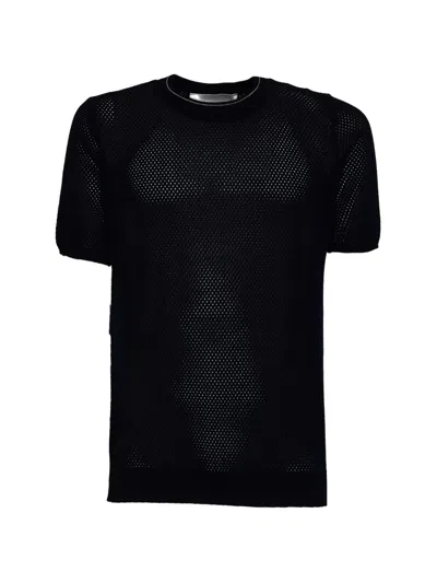 Amaranto Openwork Detail T-shirt In Black