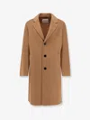 Amaranto Mid-length Cashmere-lambswool Blend Coat With Notch Collar In Brown