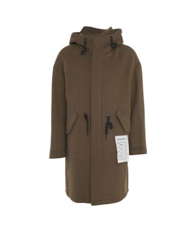 Amaranto Outdoor Wool Coat With Hood In Brown