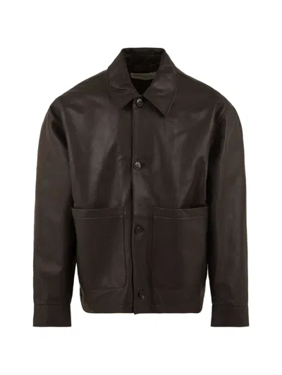 Amaranto Patch-pocket Leather Jacket In Brown