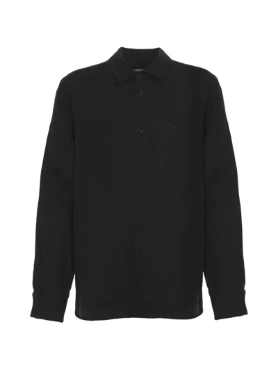 Amaranto Patch-pocket Linen Shirt In Green