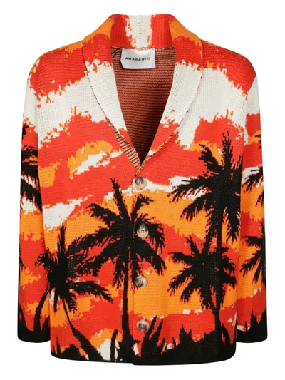 Amaranto Patterned-jacquard Cardigan In Orange