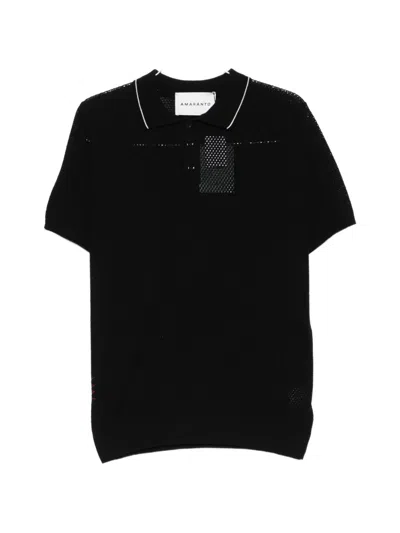Amaranto Perforated Polo Shirt In Black