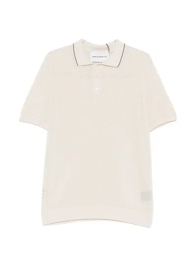 Amaranto Perforated-knit Polo Shirt In White