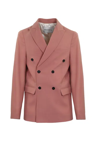 Amaranto Pink Double-breasted Blazer In Blush