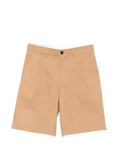 Amaranto Pleated Cotton Shorts In Neutral