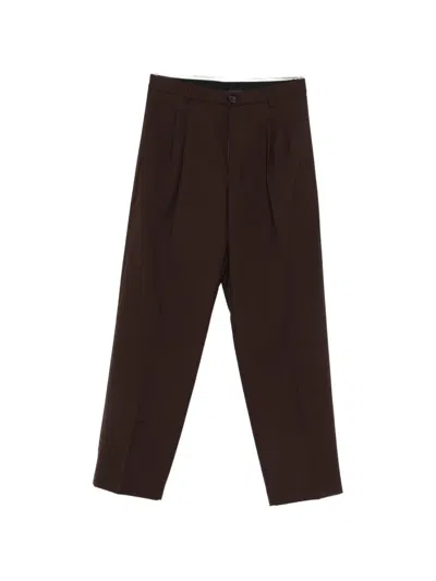 Amaranto Pleated Tailored Trousers In Brown