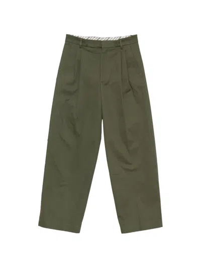 Amaranto Pleated Wide-leg Trousers In Green