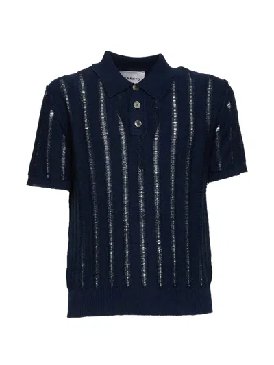 Amaranto Polo Blu Navy In Maglia Con Dettagli Semitrasparenti  In Purple