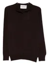 Amaranto Classic-fit Brown Sweater With Subtle Collar Detail In Brown