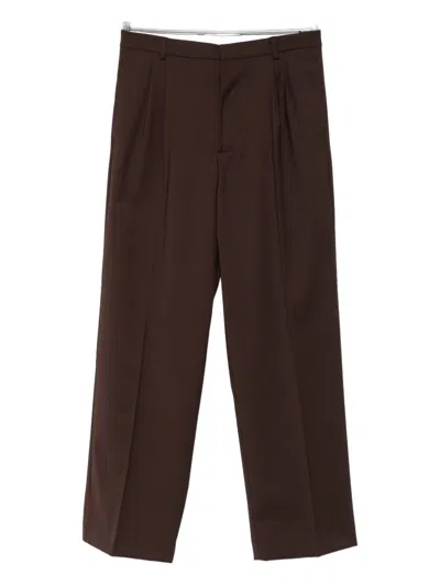 Amaranto Pressed-crease Trousers In Brown