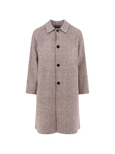 Amaranto Raglan-sleeve Herringbone Coat In Brown