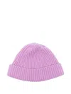 Amaranto Ribbed-knit Beanie In Purple