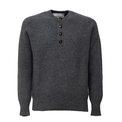Amaranto Ribbed Knit Overfit Sweater With Four-button Placket In Multi