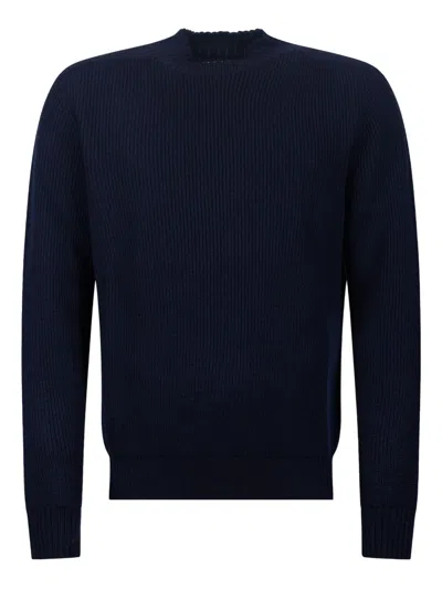 Amaranto Ribbed Knit Sweater In Blue