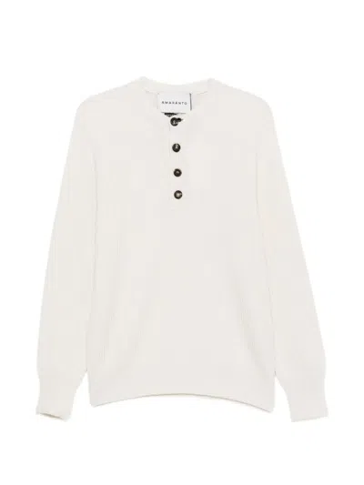 Amaranto Ribbed-knit Button-up Sweater In White