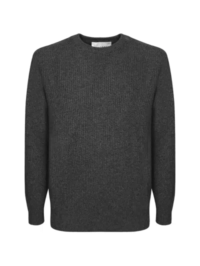 Amaranto Ribbed-knit Raglan-sleeve Sweater In Blue