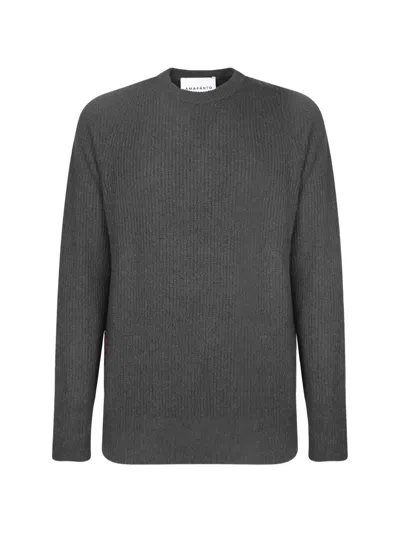 Amaranto Ribbed-knit Raglan-sleeve Sweater In Gray