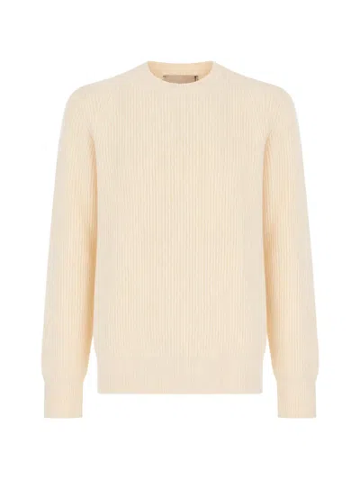 Amaranto Ribbed-knit Raglan-sleeve Sweater In White