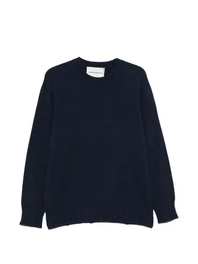 Amaranto Ribbed-knit Sweater In Blue