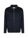 Amaranto Ribbed-trim Bomber Jacket In Blue