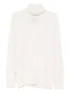 Amaranto Cream Knit Sweater With High Neckline In White