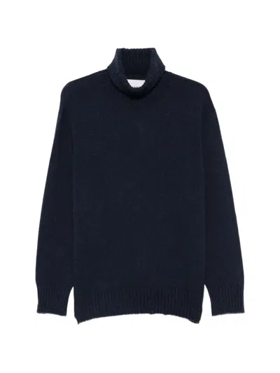 Amaranto Roll-neck Knitted Sweater In Blue