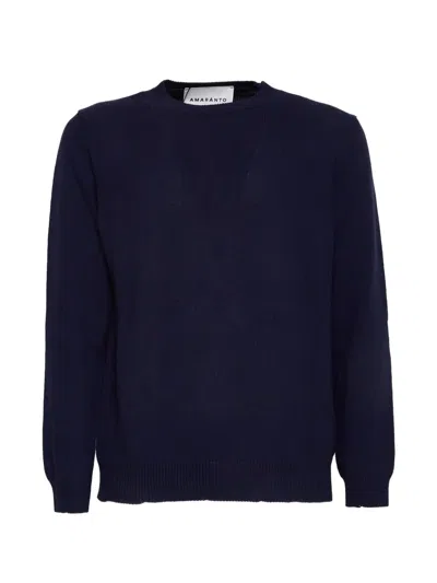 Amaranto Round Neck Long-sleeved Sweater In Blue