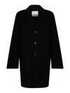 Amaranto Black Cashmere-wool Blend Coat With Notch Collar In Black