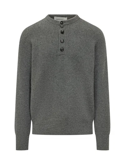 Amaranto Short-sleeve Knit Polo Shirt In Cenere