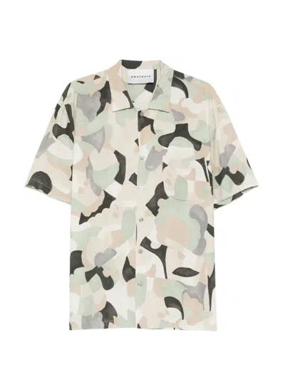 Amaranto Short-sleeve Patterned Shirt In Neutral