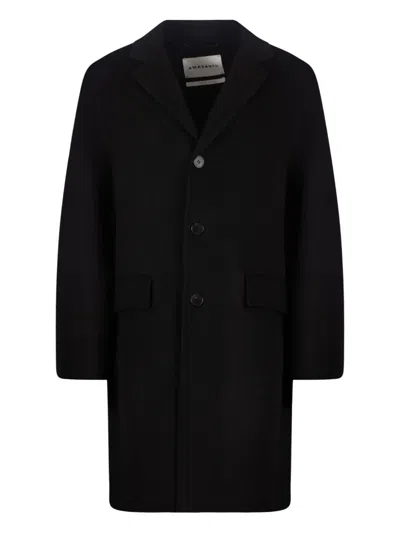 Amaranto Single-breasted Coat In Black