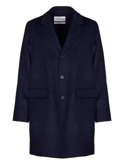 Amaranto Single-breasted Coat In Blue