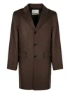 Amaranto Brown Tailored Coat With Notched Lapel In Brown