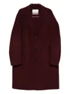 Amaranto Burgundy Cashmere-wool Blend Coat With Classic Notched Collar In Brown