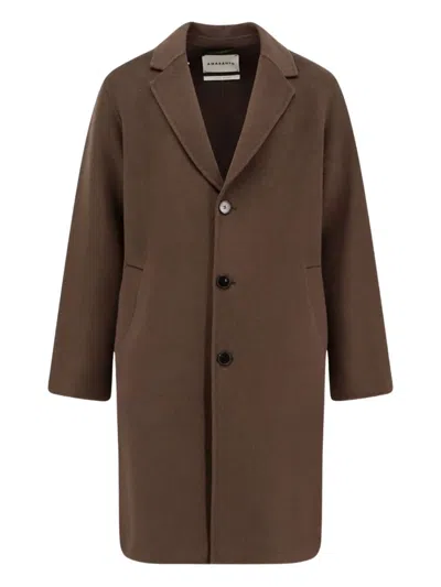 Amaranto Amaranth Wool Coat With Lapel Neckline In Brown