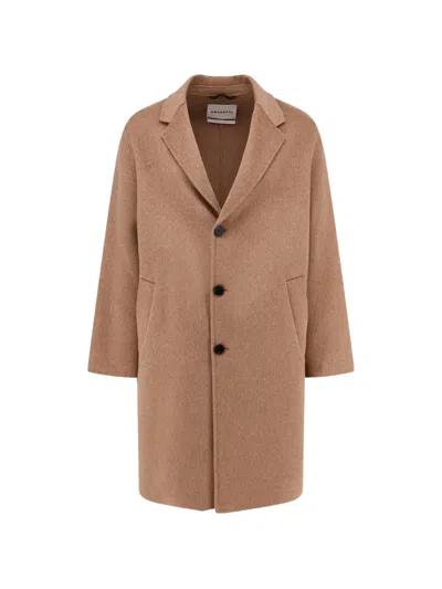 Amaranto Single-breasted Felted Coat In Brown