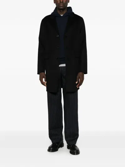 Amaranto Single-breasted Notched-lapel Coat In Black